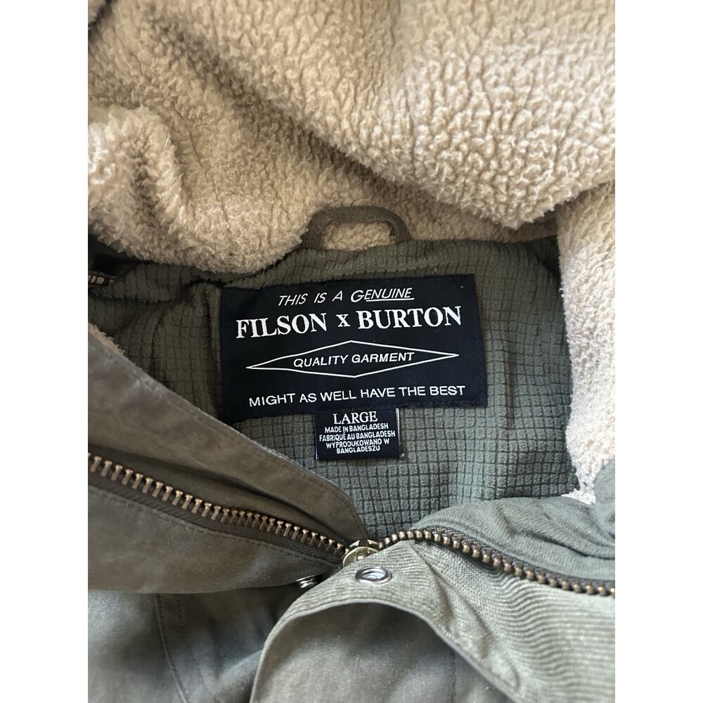 Men’s Filson x Burton Squire Snowboard Jacket Parka Size Large Waxed Canvas Wool - Picture 3 of 16